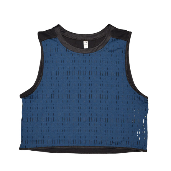 UNDER ARMOUR $35 Ladder Mesh Cropped Muscle Tank Blue Black Large - Picture 1 of 3